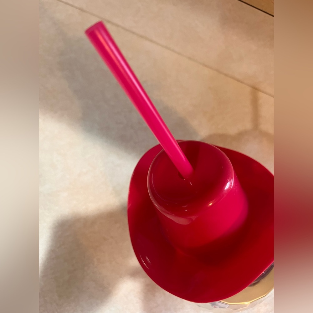 Disco Ball & Pink Cowgirl Hat Straw Cup - New! - Picture 4 of 4